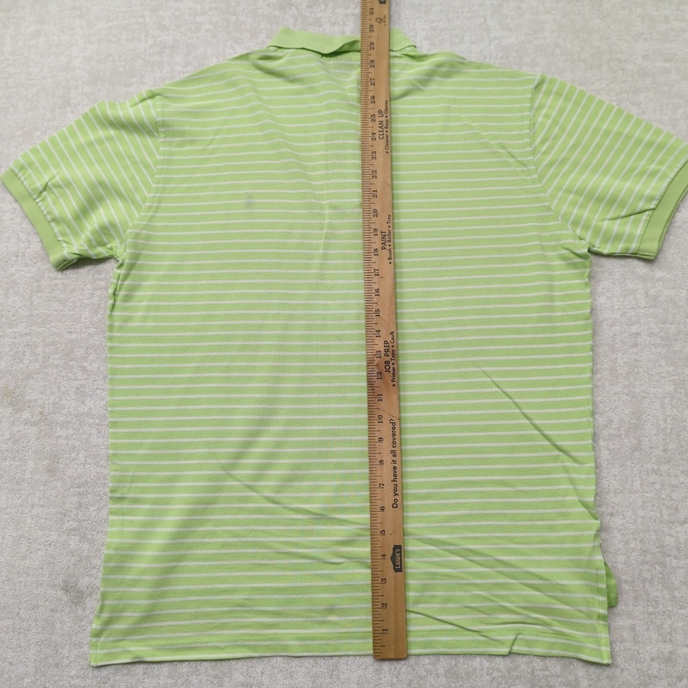 Polo Ralph Lauren Polo Shirt Mens L Lime Green White Striped Pima Cotton Pony - Picture 5 of 7